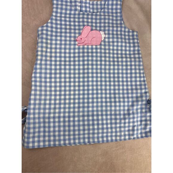 Vintage Y2K 90s Blue Gingham Bunny Girls Dress Size 3 - Picture 3 of 8